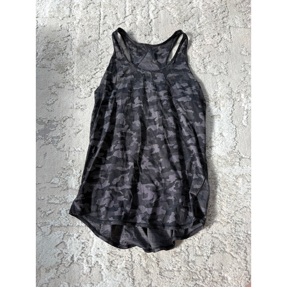 Lululemon Essential Tank *Pleated Heritage Camo Jacquard Black Lunar Rock size 8